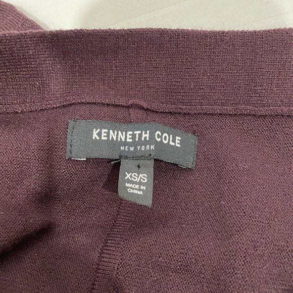 Kenneth Cole Maroon Poncho Womens Over The Heal Shawl Loose Knit XS/S - Picture 2 of 5